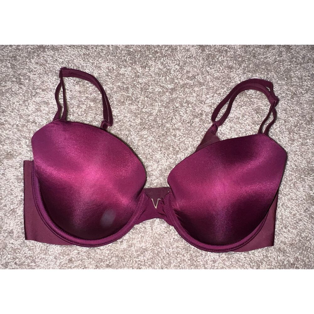 Victoria's Secret Burgundy Shimmer 34DD Body By Victoria Lightly Lined Demi Bra